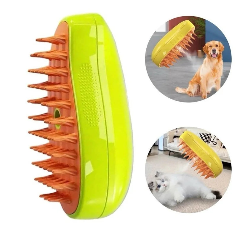 Escova A Vapor 3 Em 1 Autolimpante Para Massagem De Cães E Gatos De Estimação Remoção De Pêlos Removedor De Pêlos