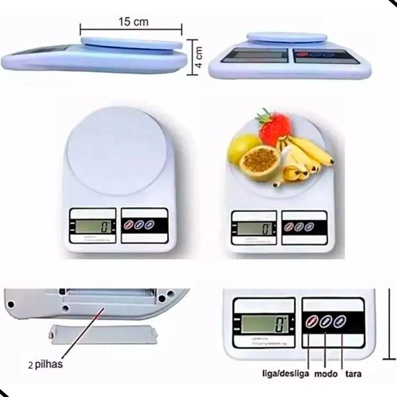 Balança Digital de Cozinha, SF-400, Até 10 kg, Escala 1 grama