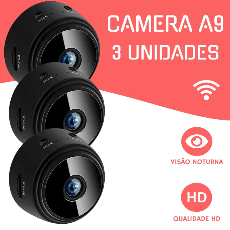 Kit 3 Câmeras A9 Câmera Espiã HD Mini Wifi 1080p Com Vigilância