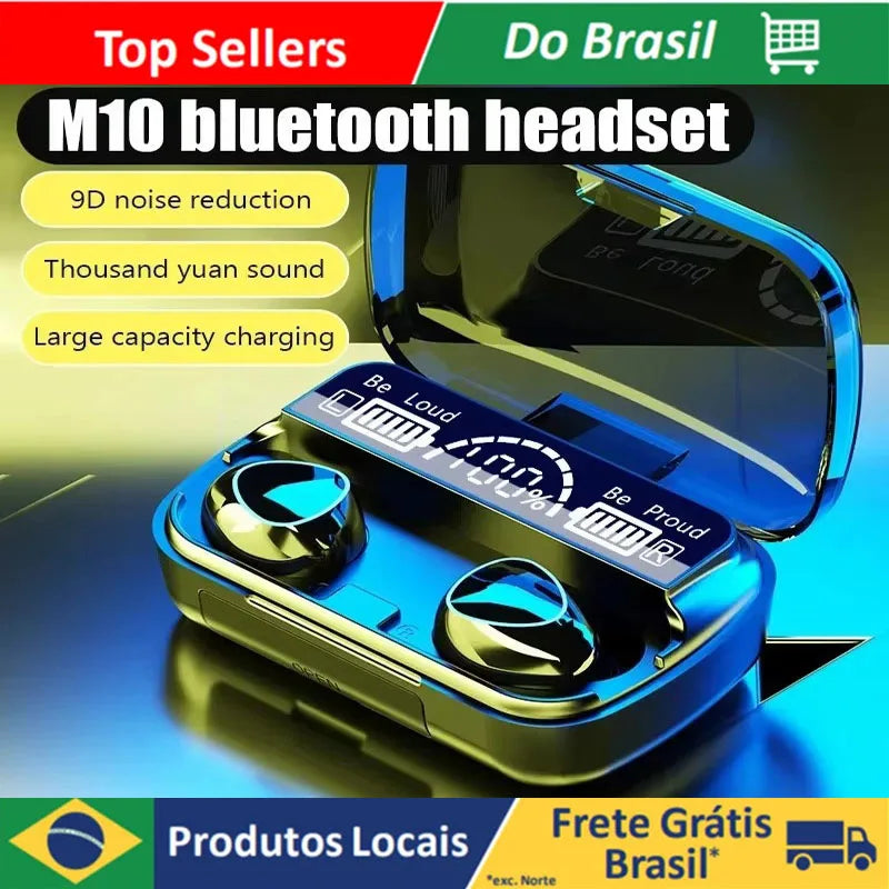 Fones de ouvido Bluetooth M10 com microfone.